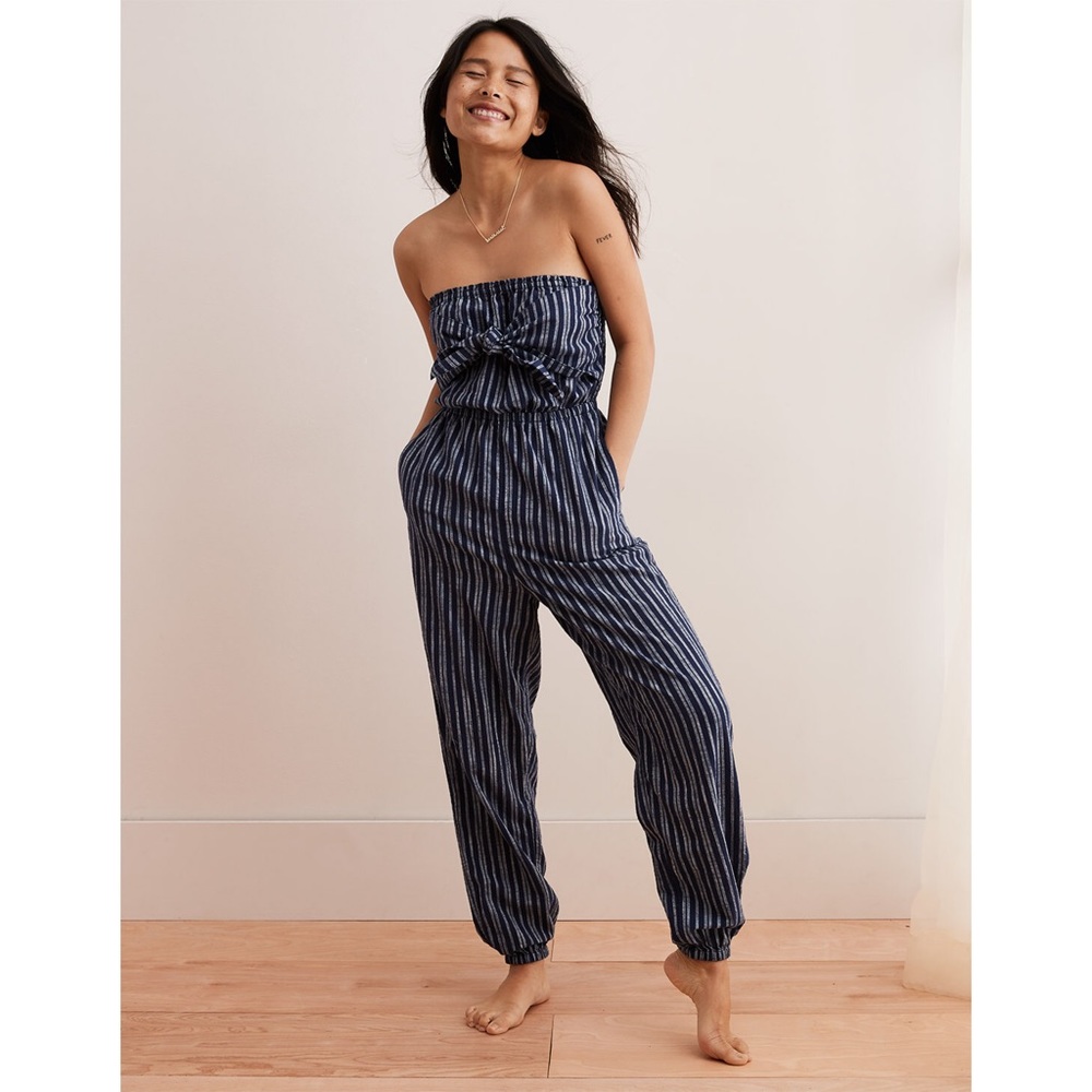 Aerie Striped Tie Front Jumpsuit NWOT